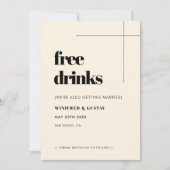 Eenvoudige elegante & chique gratis drinken save the date (Voorkant)