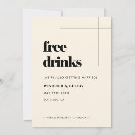 Eenvoudige elegante & chique gratis drinken save the date