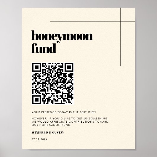 Eenvoudige elegante & chique Honeymoon fonds QR-co Poster (Voorkant)