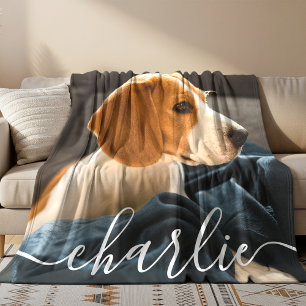 Eenvoudige Elegante Chique Huisdier Foto Fleece De Deken
