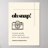 Eenvoudige elegante & chique Oh Snap bruiloft Hash Poster (Voorkant)