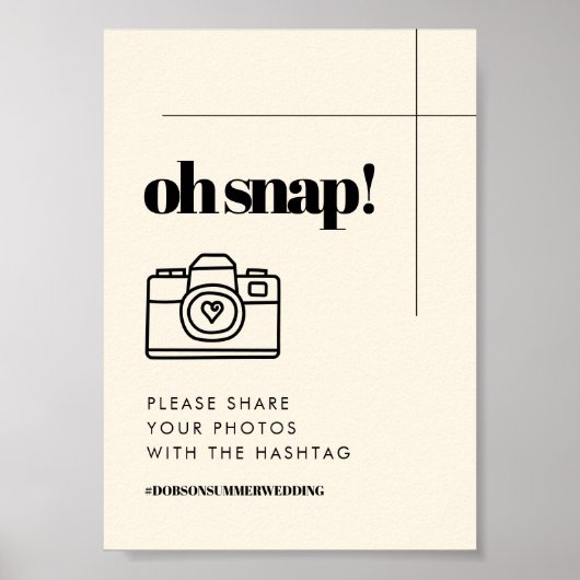 Eenvoudige elegante & chique Oh Snap bruiloft Hash Poster (Voorkant)