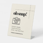 Eenvoudige elegante & chique Oh Snap bruiloft Hash Reclamebord Met Voetstuk (Voorkant)