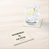 Eenvoudige elegante & chique trouwcrème kartonnen onderzetters (Insitu)