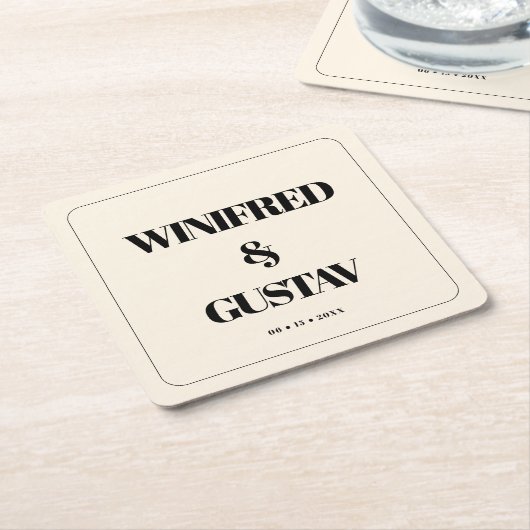 Eenvoudige elegante & chique trouwcrème kartonnen onderzetters (Schuin)