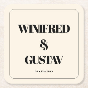 Eenvoudige elegante & chique trouwcrème kartonnen onderzetters