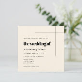 Eenvoudige elegante & chique vierkante bruiloft kaart (Staand voorkant)