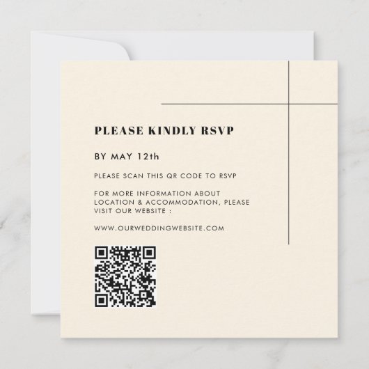 Eenvoudige elegante & chique vierkante bruiloft kaart (Achterkant)