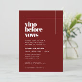 Eenvoudige elegante & chique Vino voor geloften Kaart (Staand voorkant)