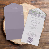 Eenvoudige Elegante Classic Boho Bloemen Lila Lave All In One Uitnodiging