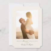 Eenvoudige elegante collage Vrolijk getrouwd Kerst Feestdagenkaart (Voorkant)