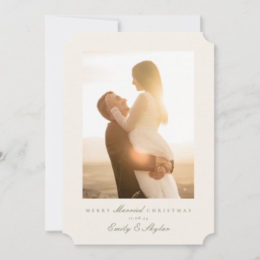 Eenvoudige elegante collage Vrolijk getrouwd Kerst Feestdagenkaart (Voorkant)