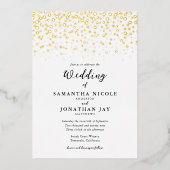 Eenvoudige Elegante Confetti Foto Bruiloft Goud Folie Uitnodiging (Voorkant)