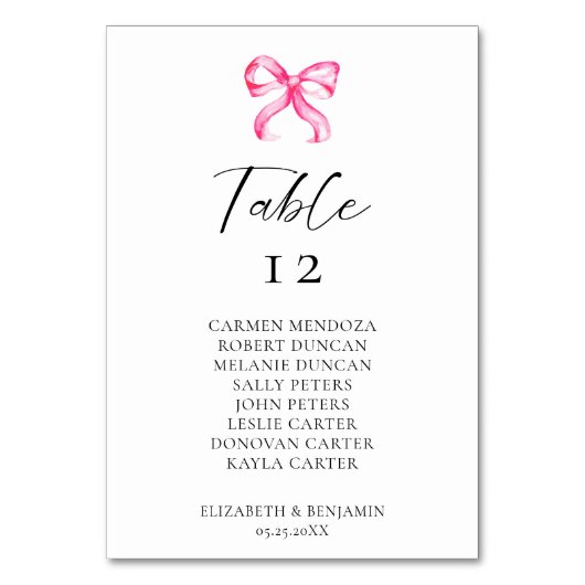 Eenvoudige Elegante Coquette Trouwstoel Grafiek Kaart (Voorkant)