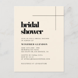 Eenvoudige elegante Cream Bridal douche uitnodigin Briefkaart