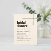 Eenvoudige elegante Cream Bridal douche uitnodigin Briefkaart (Staand voorkant)