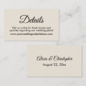 Eenvoudige, elegante crème bruiloft details informatiekaartje (Voorkant / Achterkant)