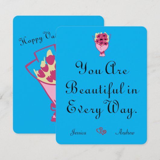 eenvoudige elegante cute valentijnskaart, Zoet voo Notitiekaartje (Voorkant / Achterkant)