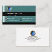 Eenvoudige elegante cyaan verticale strepen wereld visitekaartje (Voorkant / Achterkant)