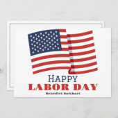 Eenvoudige Elegante Dag van de Arbeid met de vlag Bedankkaart (Voorkant / Achterkant)