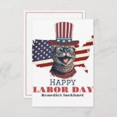 Eenvoudige Elegante Dag van de Arbeid met de vlag  Bedankkaart (Voorkant / Achterkant)