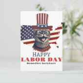 Eenvoudige Elegante Dag van de Arbeid met de vlag  Bedankkaart (Staand voorkant)