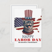 Eenvoudige Elegante Dag van de Arbeid met de vlag  Bedankkaart (Voorkant / Achterkant)