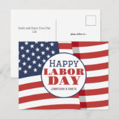 Eenvoudige Elegante Dag van de Arbeid met de vlag Briefkaart (Voorkant / Achterkant)