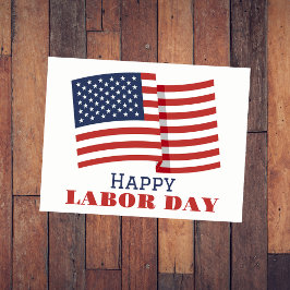 Eenvoudige Elegante Dag van de Arbeid met de vlag  Briefkaart