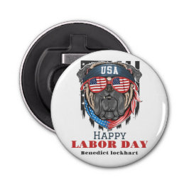 Eenvoudige Elegante Dag van de Arbeid met de vlag  Button Flesopener