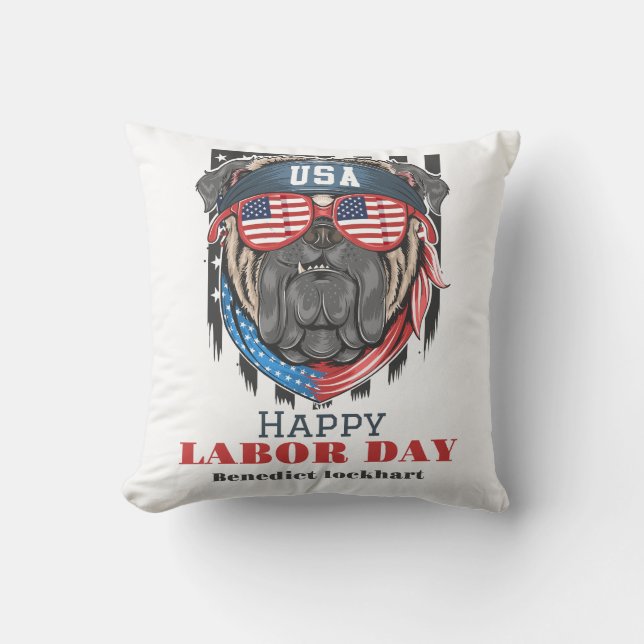 Eenvoudige Elegante Dag van de Arbeid met de vlag  Kussen (Voorkant)