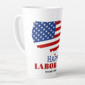 Eenvoudige Elegante Dag van de Arbeid met de vlag  Latte Mok (Linkerhoek)