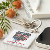 Eenvoudige Elegante Dag van de Arbeid met de vlag  Sleutelhanger (Voorkant Rechts)