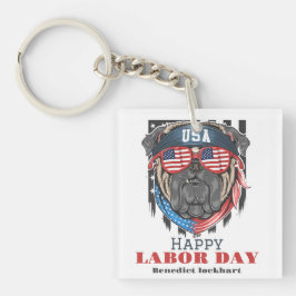 Eenvoudige Elegante Dag van de Arbeid met de vlag  Sleutelhanger