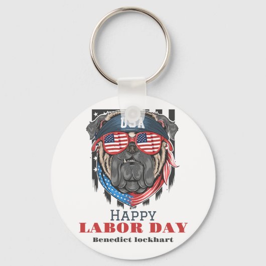 Eenvoudige Elegante Dag van de Arbeid met de vlag  Sleutelhanger (Voorkant)