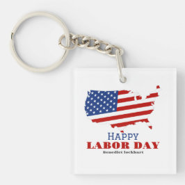 Eenvoudige Elegante Dag van de Arbeid met de vlag  Sleutelhanger