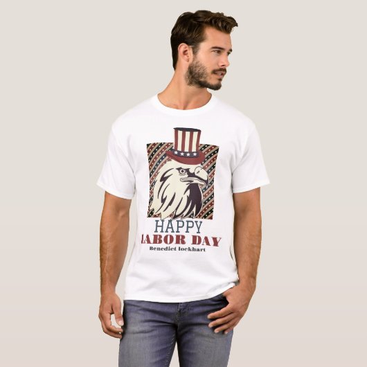 Eenvoudige Elegante Dag van de Arbeid met de vlag  T-shirt (Voorkant volledig)