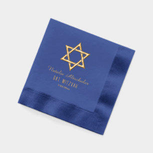 Eenvoudige Elegante Davidster #3 Bat Bar Mitzvah Folie Servetten