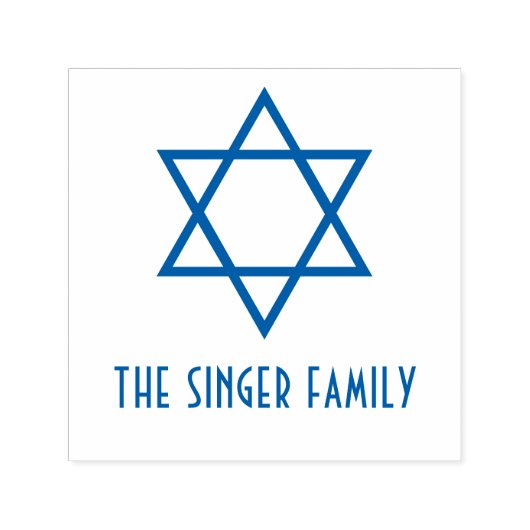 Eenvoudige Elegante Davidster #4 Familienaam Zelfinktende Stempel (Design)