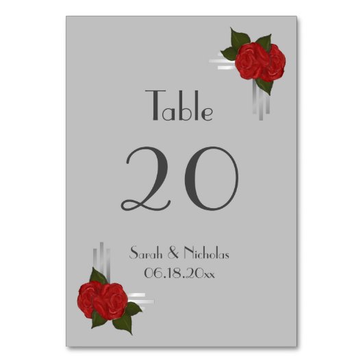 Eenvoudige Elegante Deco Roos Trouwtafel Kaart (Achterkant)