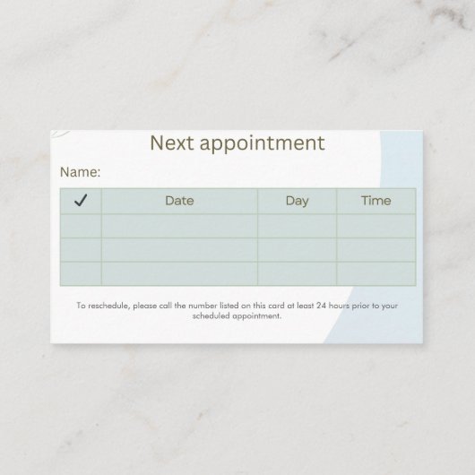 Eenvoudige elegante dermatoloog afspraak kaart visitekaartje (Achterkant)