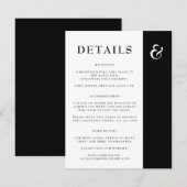 Eenvoudige elegante details over het zwarte en wit informatiekaartje (Voorkant / Achterkant)