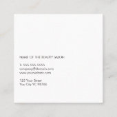 Eenvoudige elegante donkere make-up artist vierkante visitekaartje (Achterkant)