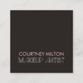 Eenvoudige elegante donkere make-up artist vierkante visitekaartje (Voorkant)