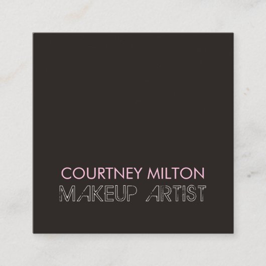 Eenvoudige elegante donkere make-up artist vierkante visitekaartje (Voorkant)