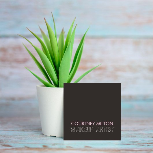 Eenvoudige elegante donkere make-up artist vierkante visitekaartje