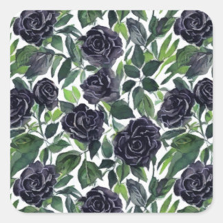 Eenvoudige elegante donkere rozenprint vierkante sticker