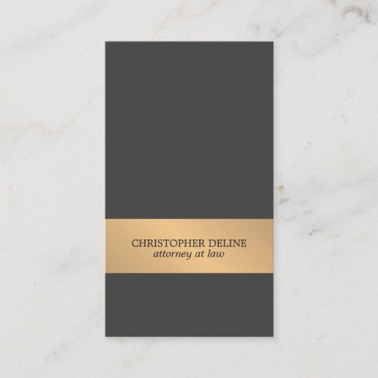 Eenvoudige Elegante Donkergrijze Faux Gold Stripe  Visitekaartje (Voorkant)