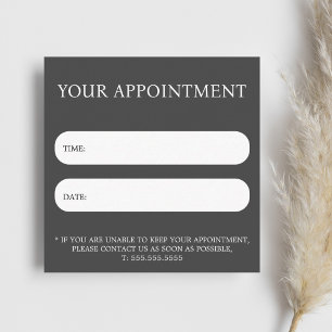 Eenvoudige elegante donkergrijze witte salon afsprakenkaartje