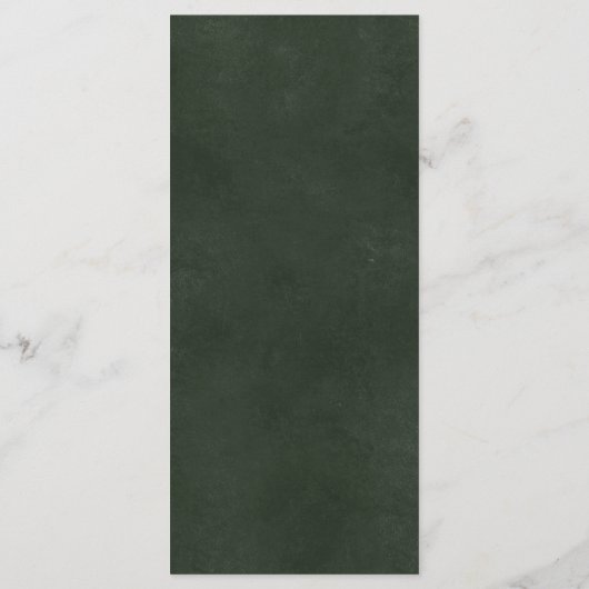 Eenvoudige elegante donkergroene bruiloft menu (Achterkant)